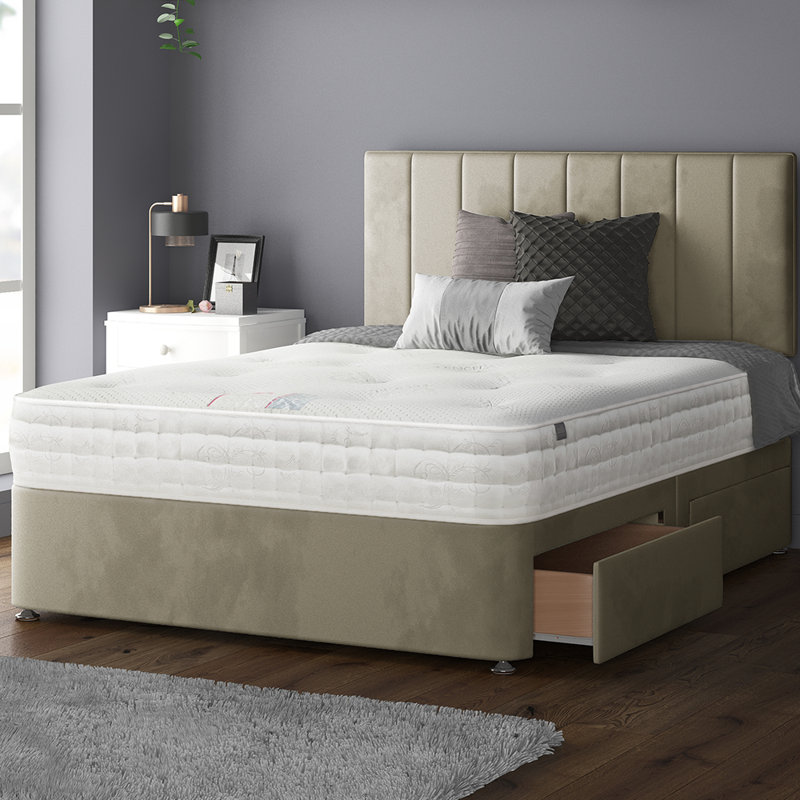 Ohioville Divan Bed Base, Coffee, Single (3'), 2 Right Drawers