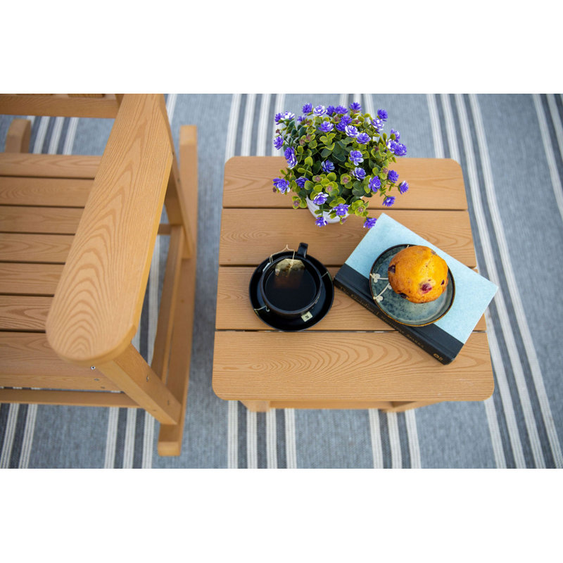 Portola 17" Teak Finish All-Weather Square Side Table