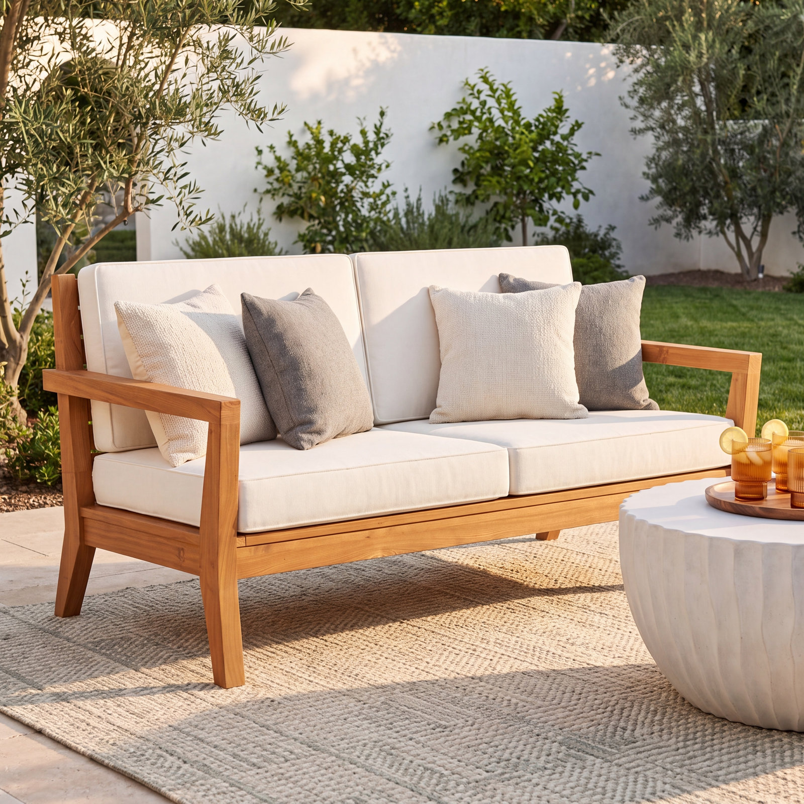 Echols 64" Teak Patio Loveseat