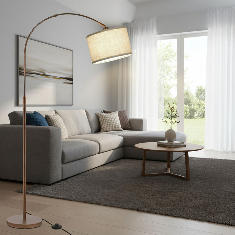 Retro-Style Curved Floor Lamp For Reading: Antique Bronze Color, Adjustable Tall Lamp Head, Foot Switch, Suitable For Use Next To The Sofa In The Living Room, As Well As In The Study And Bedroom.