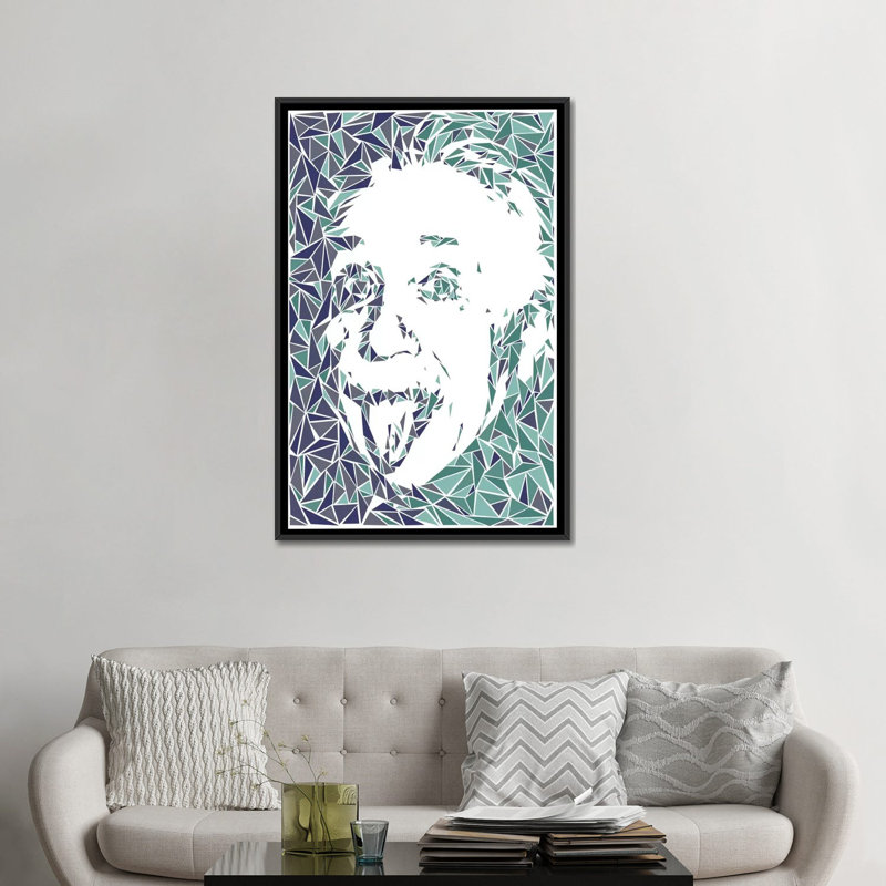 « albert einstein », impression sur toile, H 26 po x l 18 po x P 1,5 po, Toile avec cadre noir, Pas de tapis