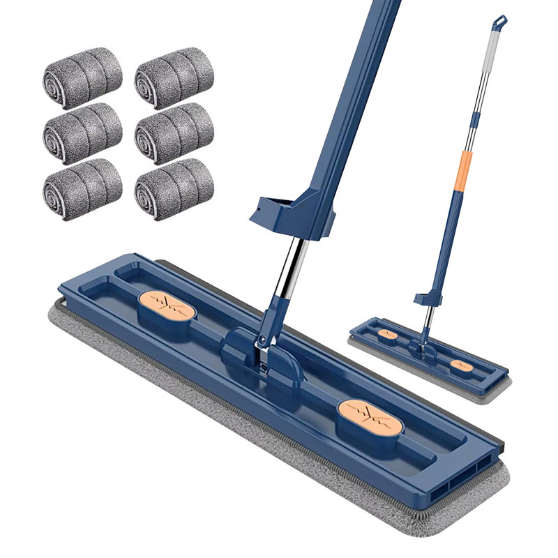 Large Flat Mop 360°Rotating Magic Self Wringing Mop with 6PCS Rags Upgrade Style