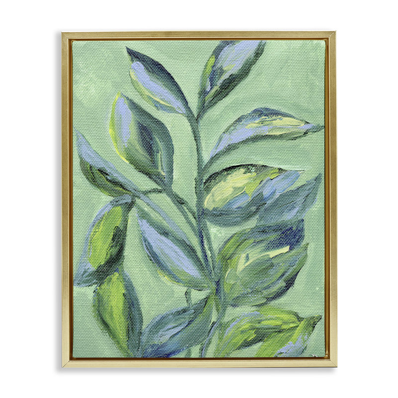 Cadre flottant à feuilles et plantes, design par Nikita Jariwala, H 21 po x l 17 po, Cadre flottant métallique doré