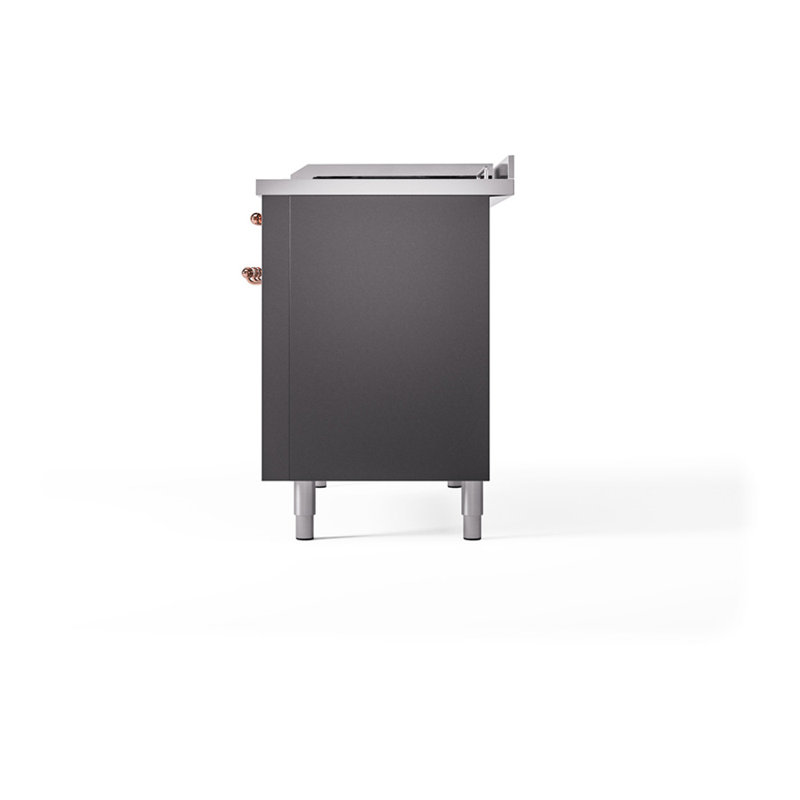 Cuisinière à double combustible ILVE Nostalgie II Series 48 po avec 5 brûleurs scellés, plaque de cuisson et table française (propane liquide, porte pleine)