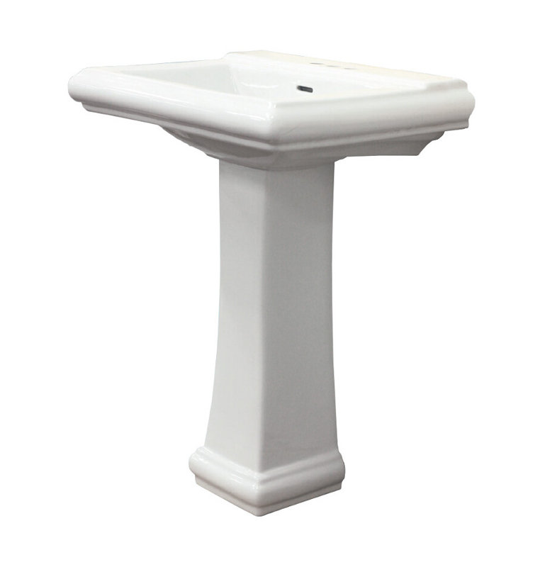 Lavabo de salle de bain rectangulaire en porcelaine vitreuse avec trop-plein Avalon, Entraxe de 8 po
