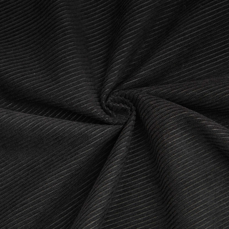 Modern minimalist L-shaped corduroy high back sofa, Black
