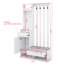 Arbre d'entrée polyvalent 6 en 1 avec banc de rangement rembourré, armoire à chaussures avec panneau perforé, portemanteau en bois avec 4 crochets-1746490136