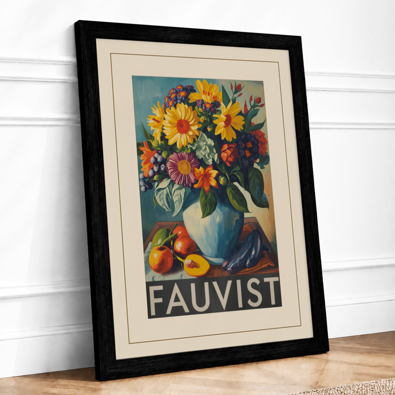 Fauvisti Floral Botanical - Framed Print, A1 - 84.1 x 59.4 cm, Black