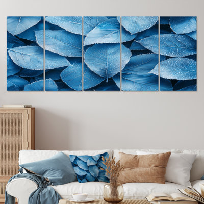 Frost Blue Leaves Tranquilty I - Blue Art - Traditional Wall Art Decor Set