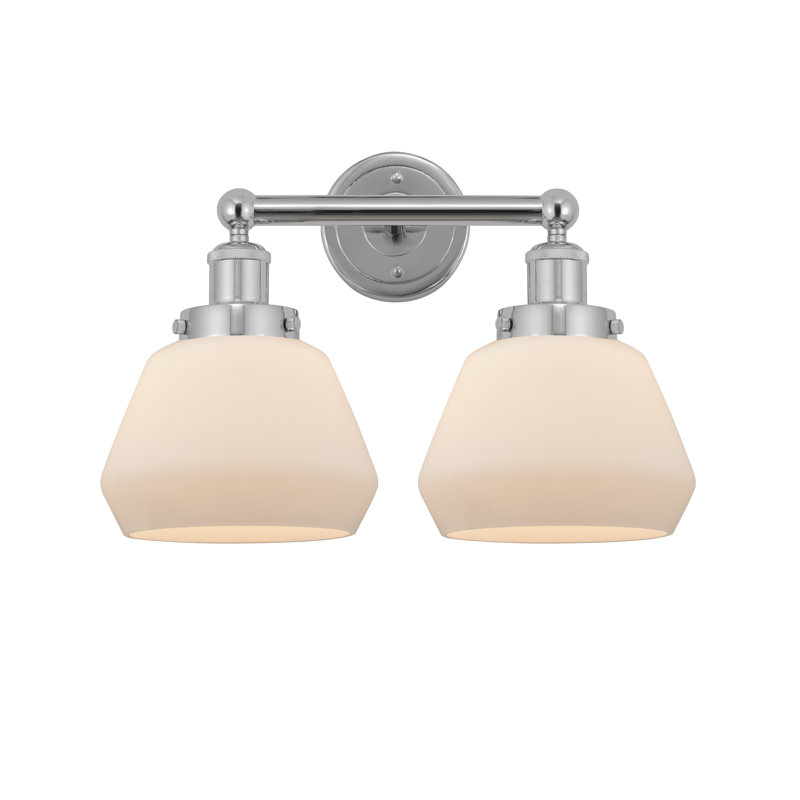 Éclairage pour salle de bain à 2 lumières à intensité variable Rivka, Blanc mat, Chrome poli