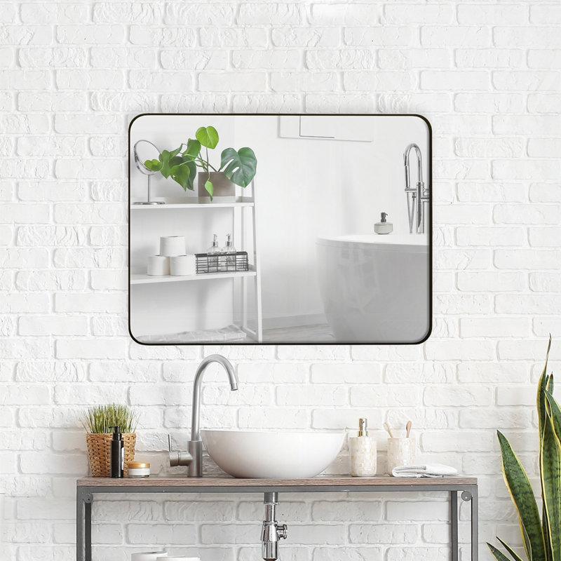 Rectangular Mirror Metal Framed Mirror, Black