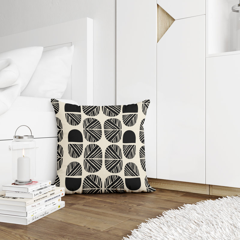 Jeté carré en polyester intérieur / extérieur, L 17 po x H 17 po, Noir