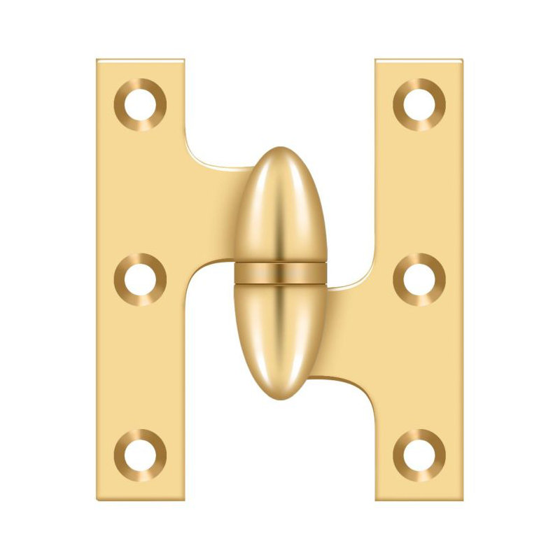 Hinge, PVD Polished Brass, Right Hand