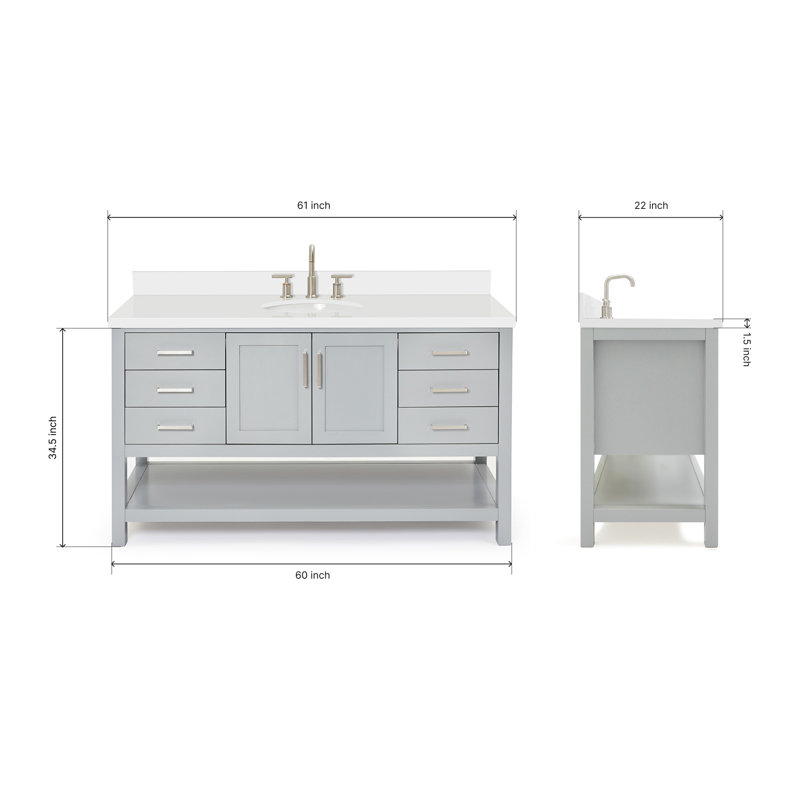 Magnolia Bath Vanity Rectangular Basin S061SWQ, Oval, Gray