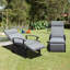 Fauteuil inclinable gris pour l'extérieur avec inclinaison de 150 degrés, coussins de 6,8 po d'épaisseur et siège inclinable à hauteur réglable, conception ergonomique, support de 350 lb
