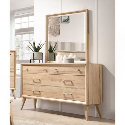 Classic Style Dresser Of 6X Drawers Wooden Bedroom Furniture 1Pc, Mid-Century Modern Design