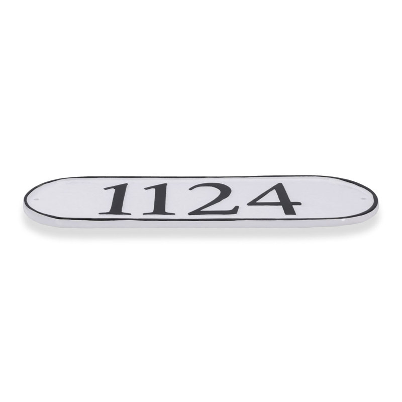 Oblong 1-Line Wall Address Plaque, Sea Blue/Silver