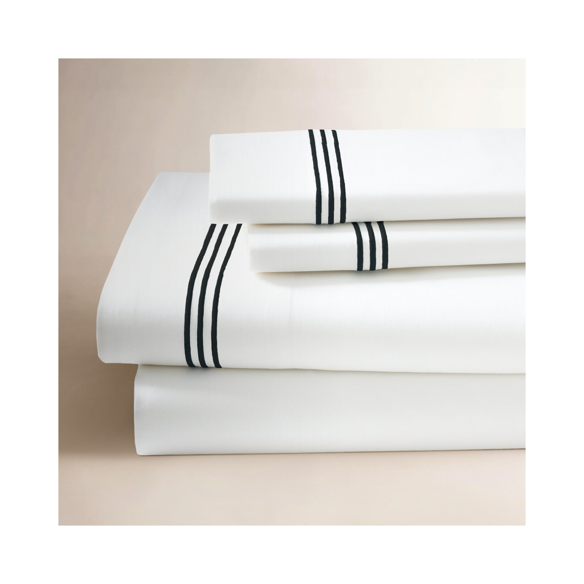 Ravana Cotton Blend Percale Flat Sheet, King Flat Sheet, Black