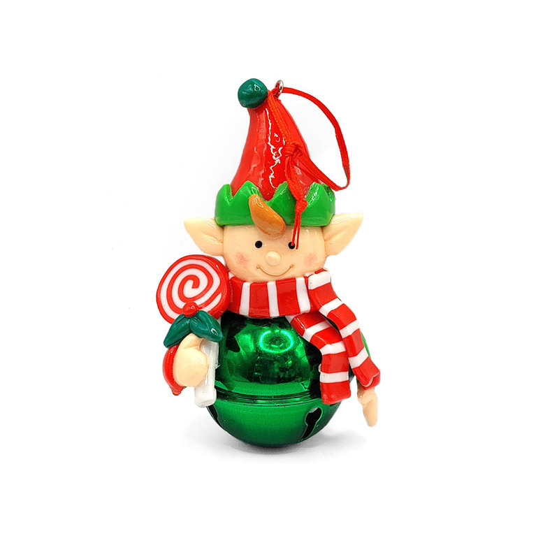 Ornement de Noël - Elfe de pain d'épice brillant avec sucette.  Décoration festive F07-N2-17-E2506A