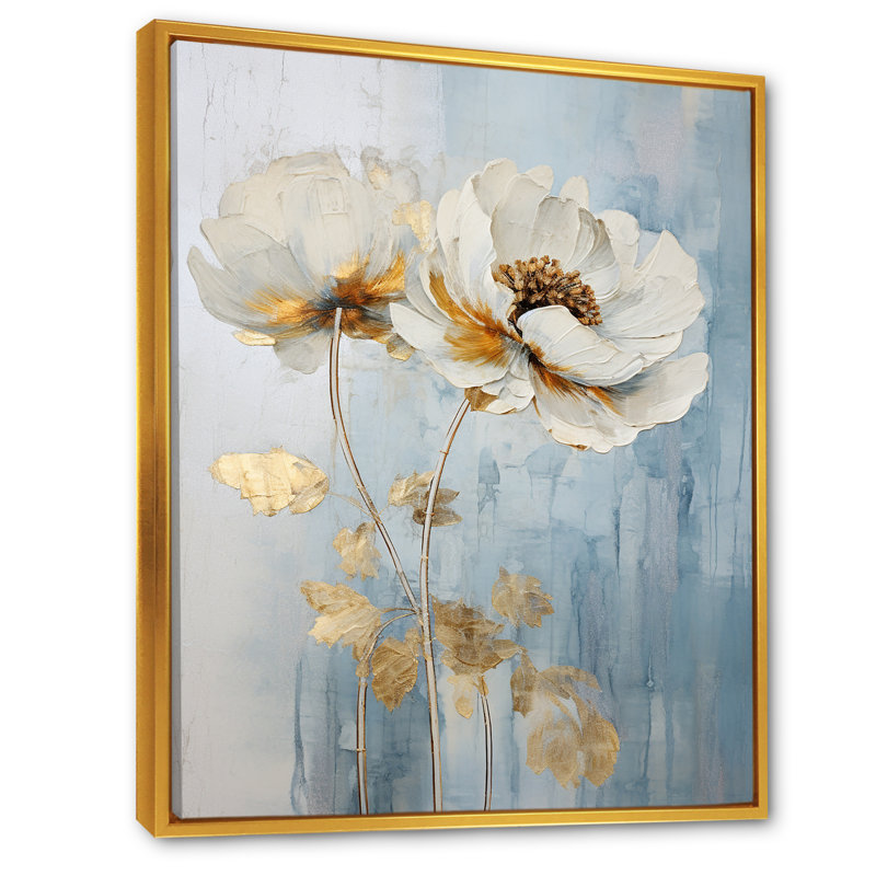 Ranunculus Radiance Treasure IV, H 44 po x l 34 po x P 1,5 po, Cadre flottant doré