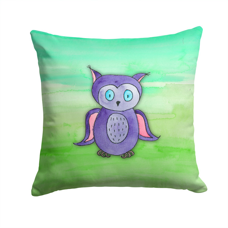 Coussin décoratif intérieur/extérieur aquarelle hibou, 14 po x 14 po
