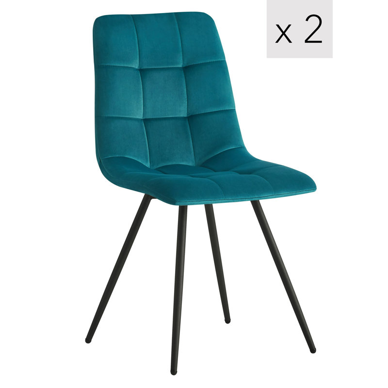 Ensemble de 2 chaises en velours bleu Waltwilder