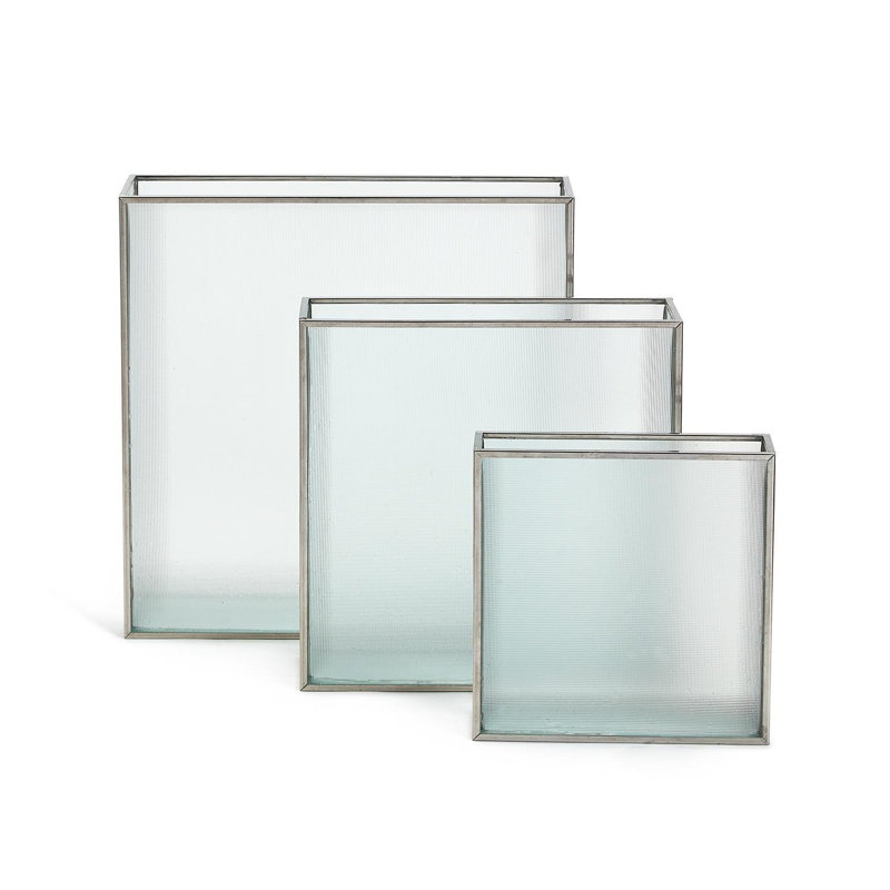 Ensemble de 3 vases en verre Frosted