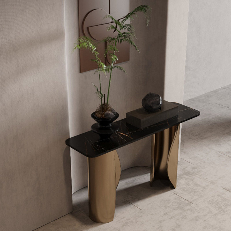 Italian style sintered stone console table, 33.4" H x 47.2" W x 13.7" D