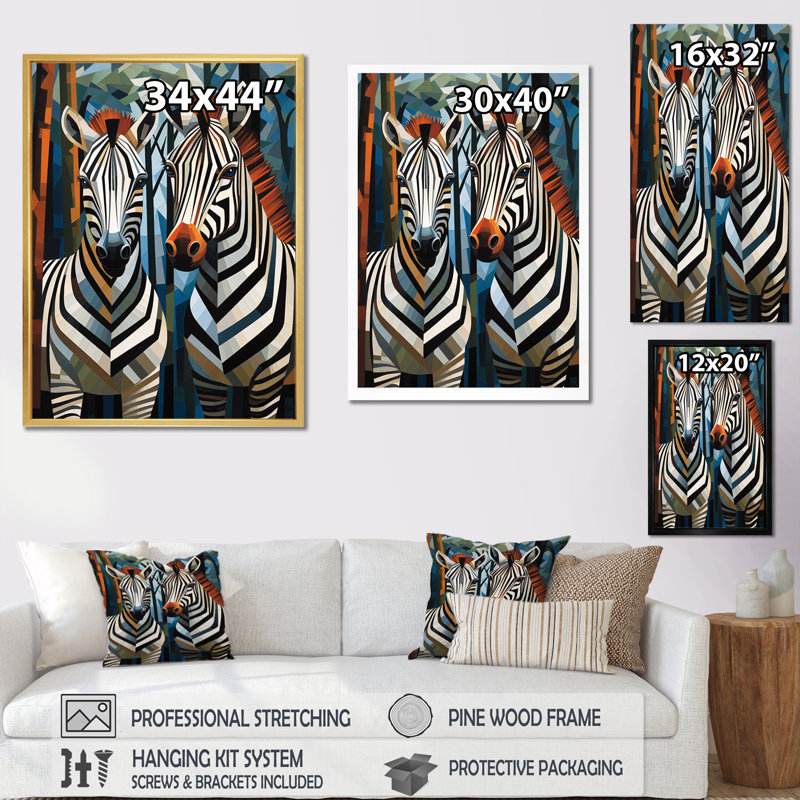 Motif zébré noir et blanc dynamique I, H 32 po x l 24 po x P 1 po, Noir