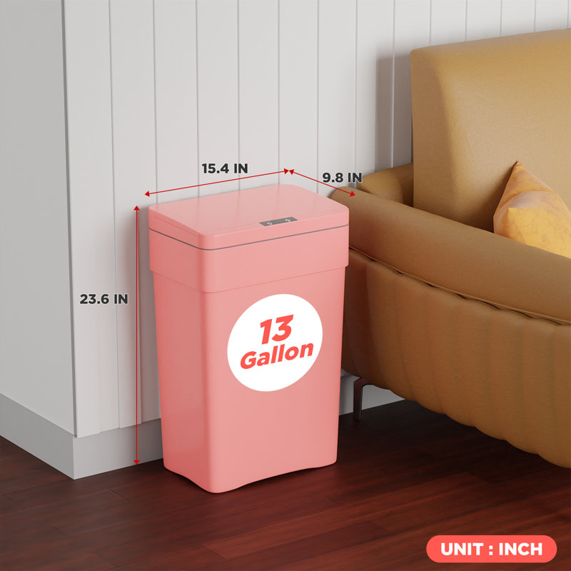 Poubelle de cuisine 13 litres avec couvercle en plastique 13 gallons avec couvercle, Rose
