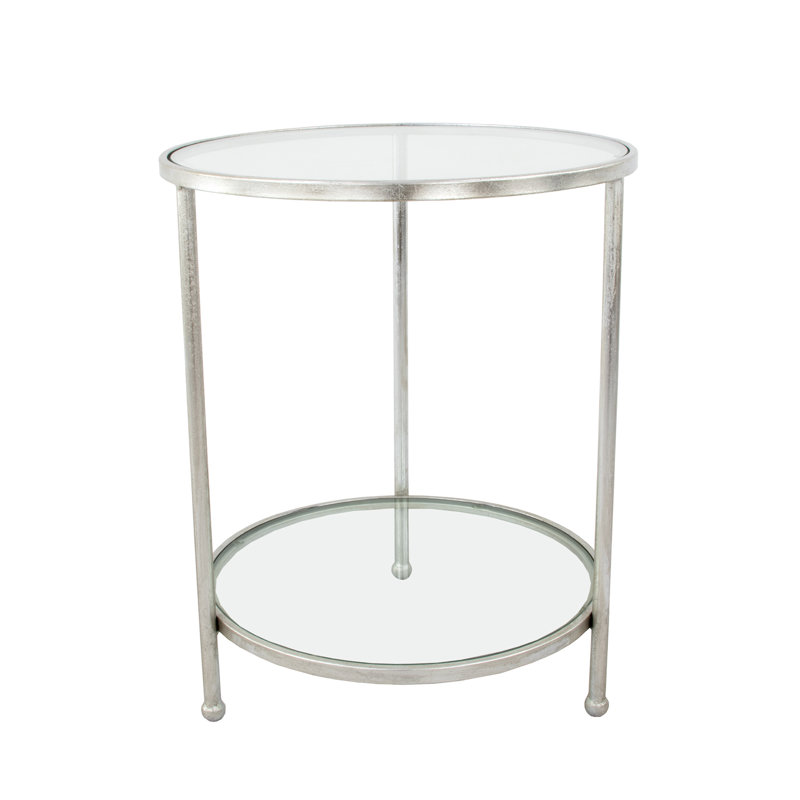 Lilia End Table, Antiqued Silver Leaf