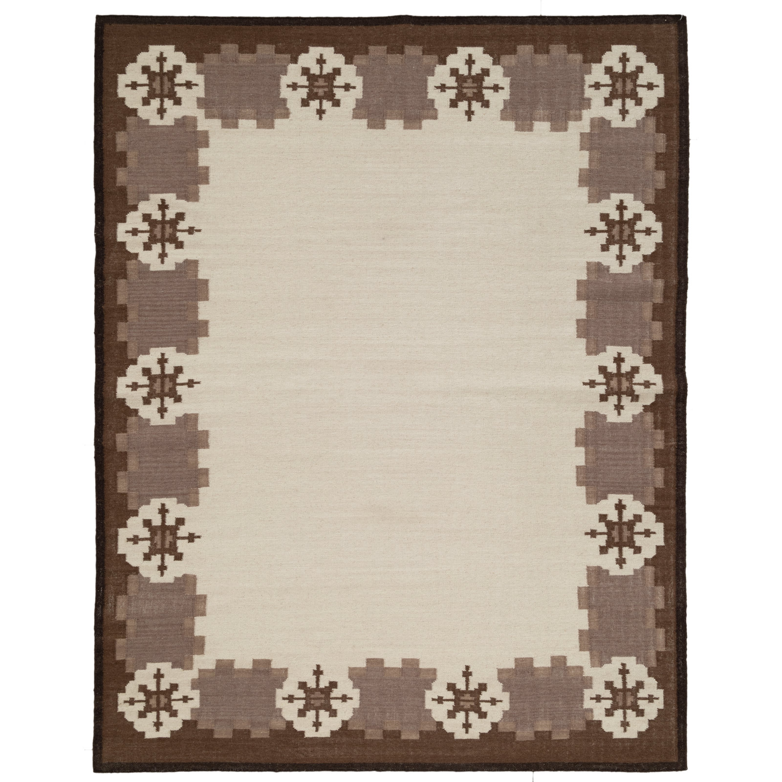 Heidi Nordic Flatweave Geometric Wool Rug, Brown, 5'x8'