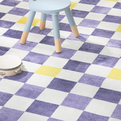 Tapis lavable en peluche pour enfants Town & Country Play Niko Checkmate, vert / multicolore