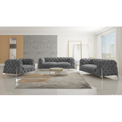 Juneri 3 - Piece Velvet Living Room Set