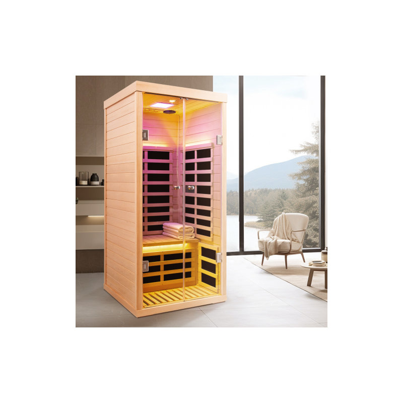 One Person Large Glass Hemlock Sauna
