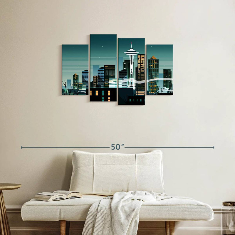 Seattle city nightscape Sireci, H 22 po x l 36 po
