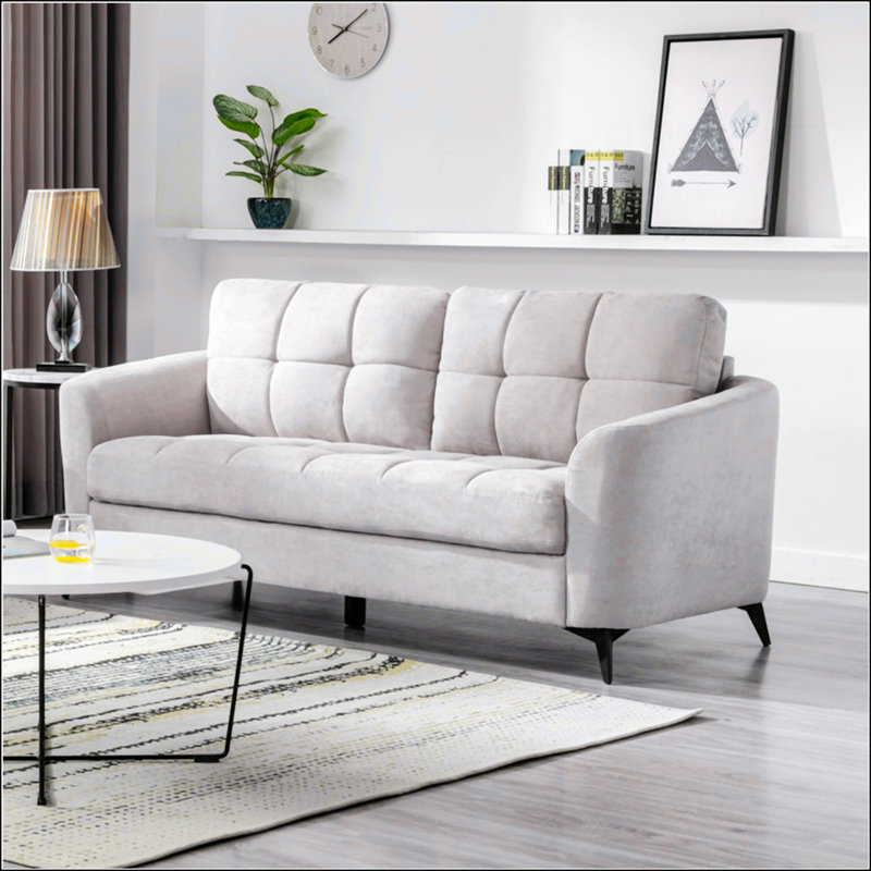 79" Woven Fabric Sofa, Light Gray