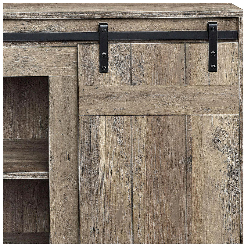 Gray bleached TV stand with 2 sliding barn doors