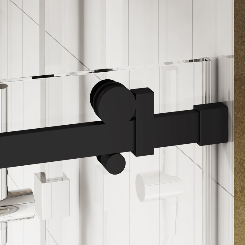 Julien 48'' - W x 76'' H Sliding Door Frameless Shower Door with Heat Soaking Process;Protective Coating Treatment, Black