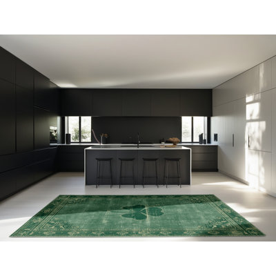 Tapis vert moelleux et moelleux à motif abstrait moderne et contemporain Faye St Patties - reliure vert sauge