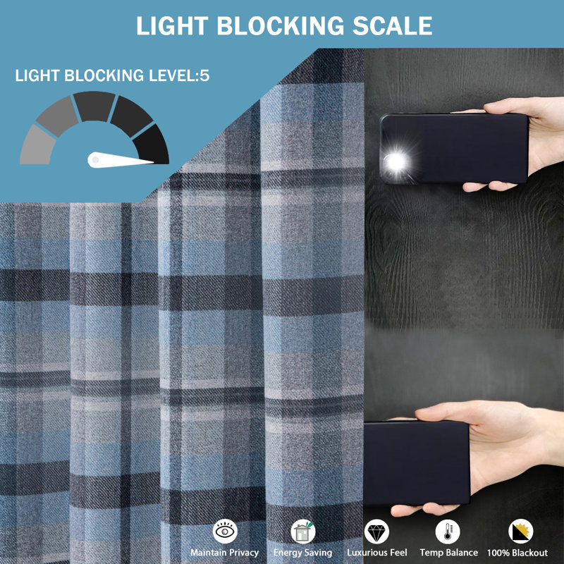 Blackout Curtain Panel Pair, Light Blue, Width 168 x Drop 183 cm