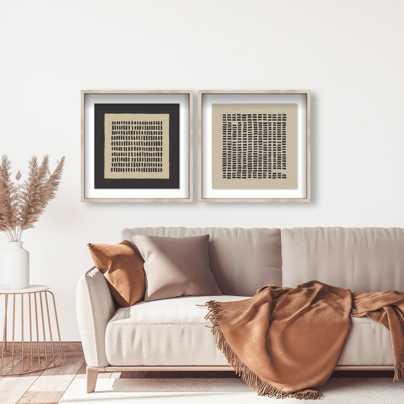 Tiny Windows Set Shadowbox Abstract Print by Oliver Gal, Black Frame, 12 x 12, 25.5"H x 25.5"W, Natural Oak Shadowbox