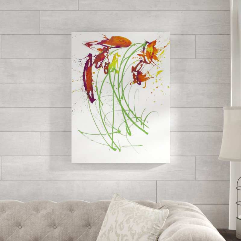 Gestural Florals V par Paul Ngo - Peinture, Couche de verre, H 32 po x l 24 po
