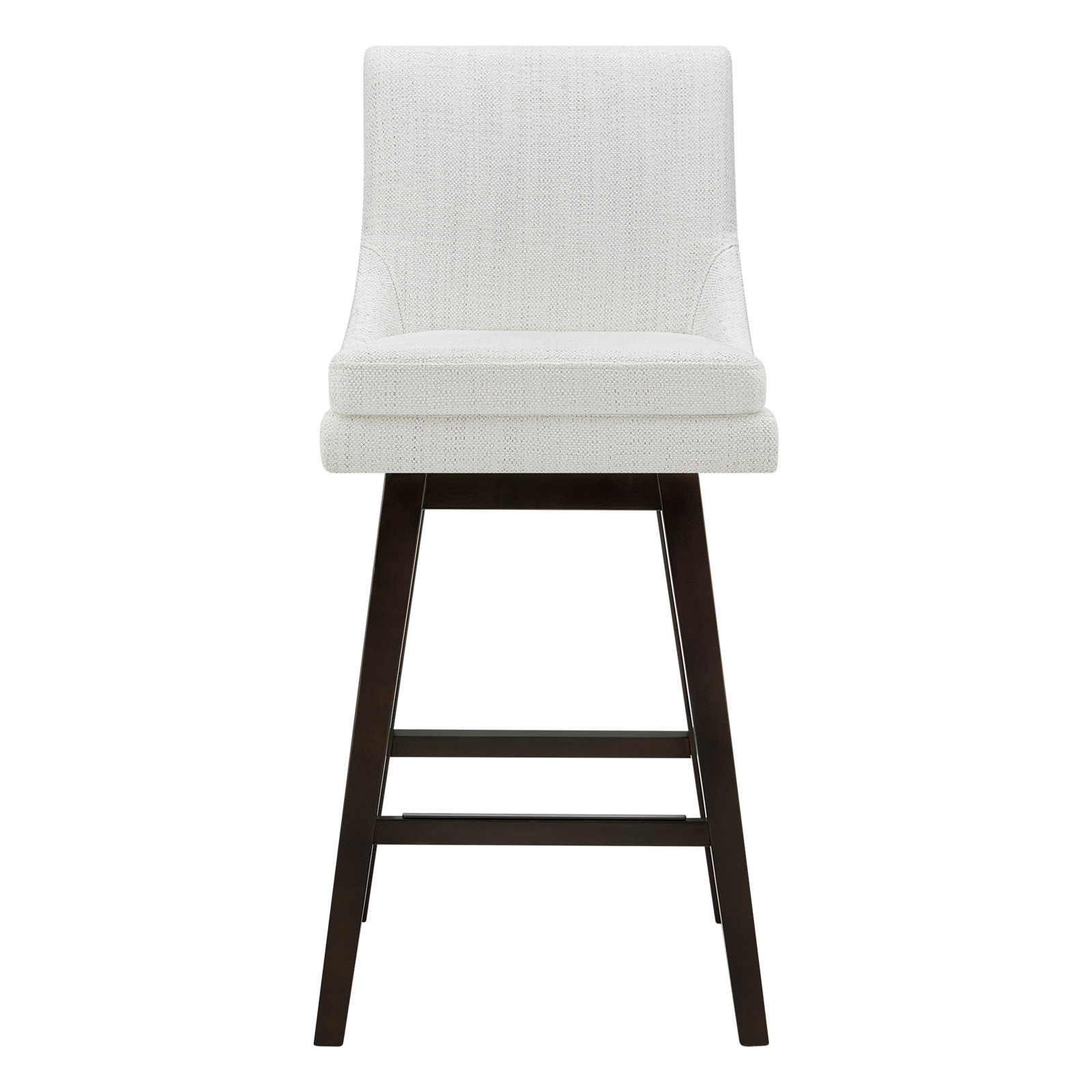 Zahara 26" Upholstered Swivel Counter Stool, Bar Stool (30” Seat Height), White Polyester/Brown