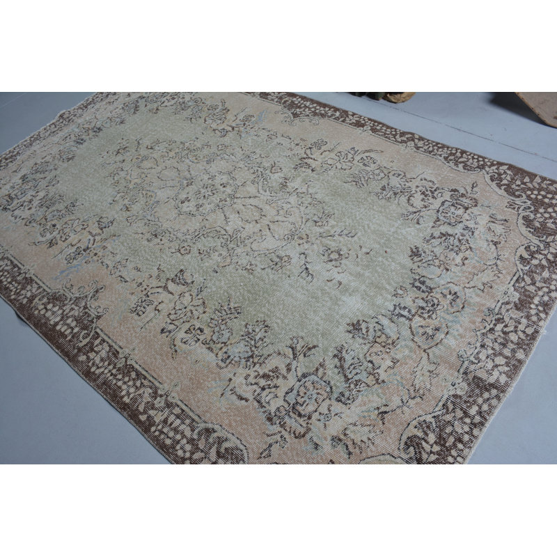 Grands tapis de 5,5 x 8,9 pi, tapis Oushak, tapis brun boho, tapis turcs, tapis neutres, tapis rétro