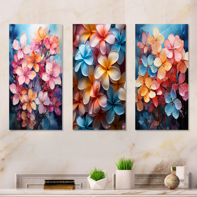 Couleurs tropicales Plumeria Dreams - ensemble de 3 impressions murales en métal Plumeria