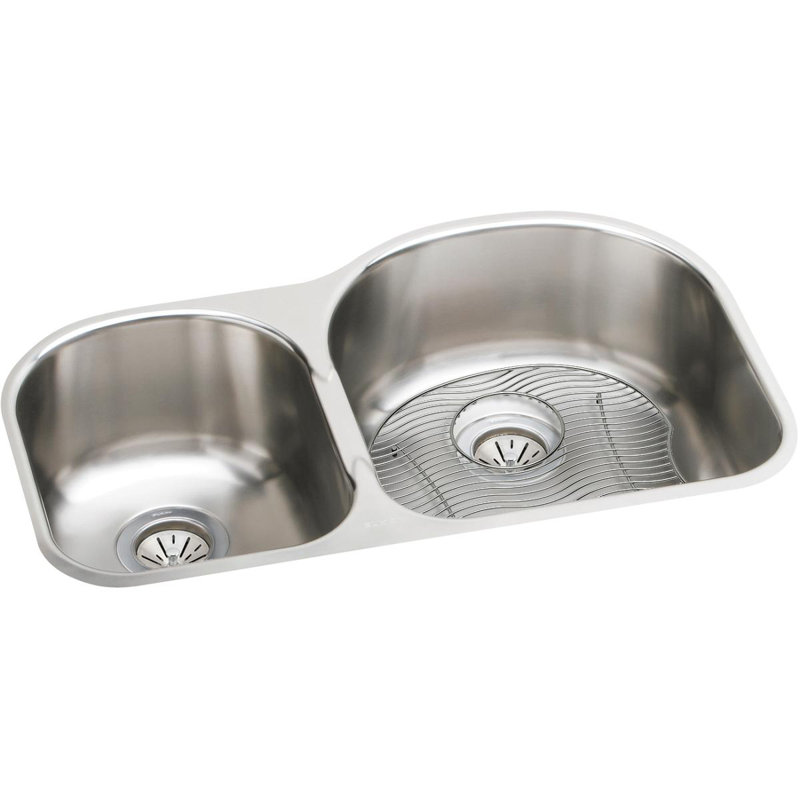 Évier de cuisine à double cuve avec grille et ensemble de drain encastrable l 31,25 po x l 20 po