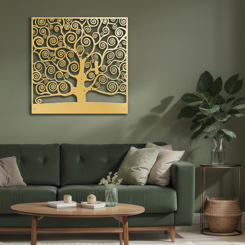 Décoration murale en métal, Or, H 36 po x l 36 po x P 0,05 po