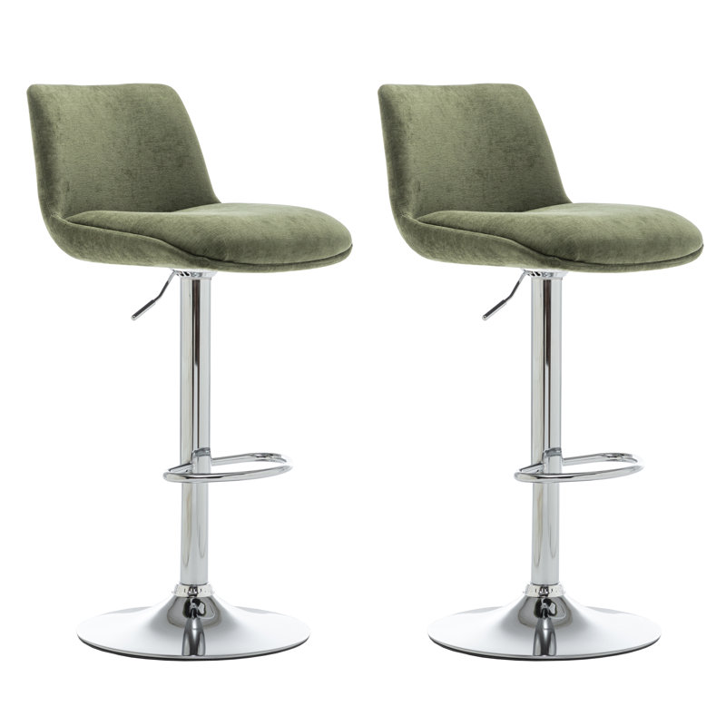 Tabouret pivotant à hauteur réglable Akinori, Olive Green, 2
