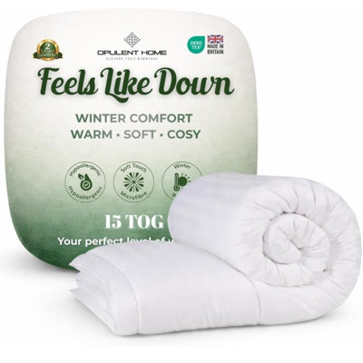 Opulent Home Premium Anti-Allergy Duvet Quilt 15 TOG - Lightweight Stripe Winter Warm Comforter Single /Double/King/Super King 